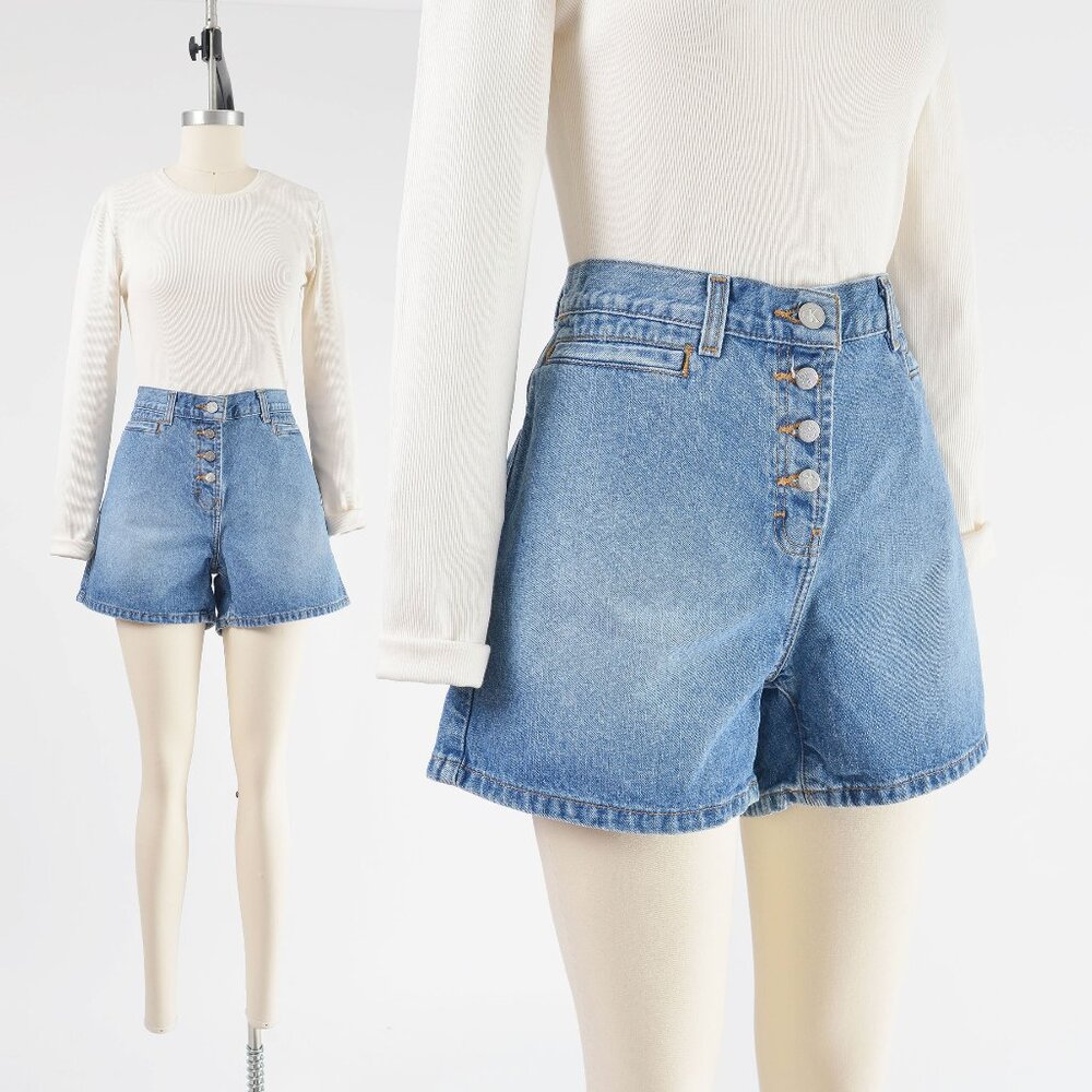 Vintage Y2K Calvin Klein Denim Shorts Mid Rise Button Down Jean Shorts size M 10